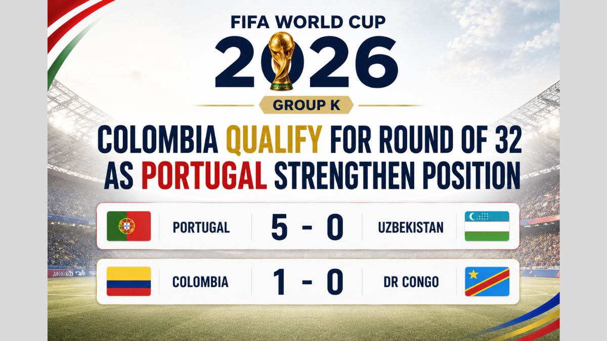 Portugal celebrate a 5-0 win over Uzbekistan while Colombia secure Round of 32 qualification with a 1-0 victory over DR Congo in FIFA World Cup 2026 Group K.