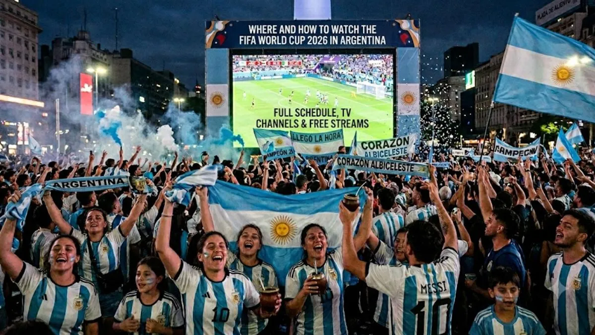 Argentine football fans celebrating a matchday to watch World Cup 2026 in Argentina.