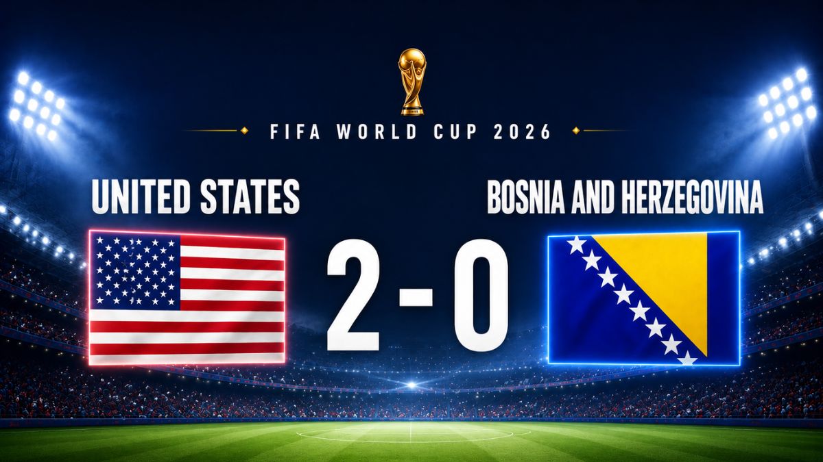 United States vs Bosnia and Herzegovina FIFA World Cup 2026 Round of 32 featured image showing the USMNT's 2-0 victory to qualify for the Round of 16.